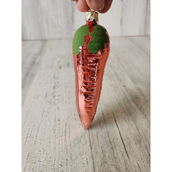 Vintage wear Germany glass carrot vegetable ornament Xmas tree - Picture 2 of 7